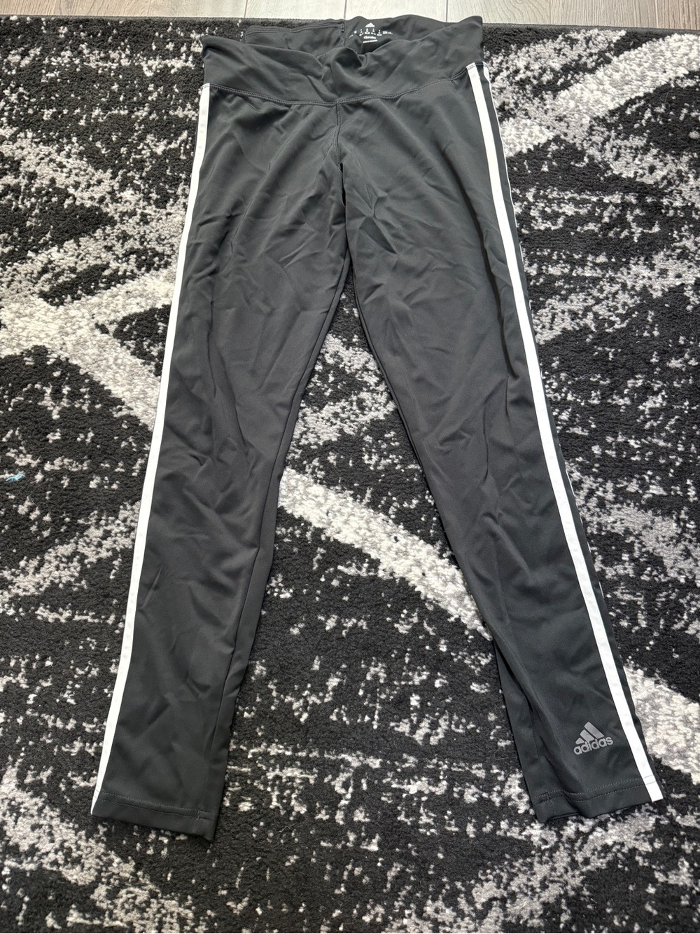 Adidas Black Athletic Track Pants with 3 Side Stripes